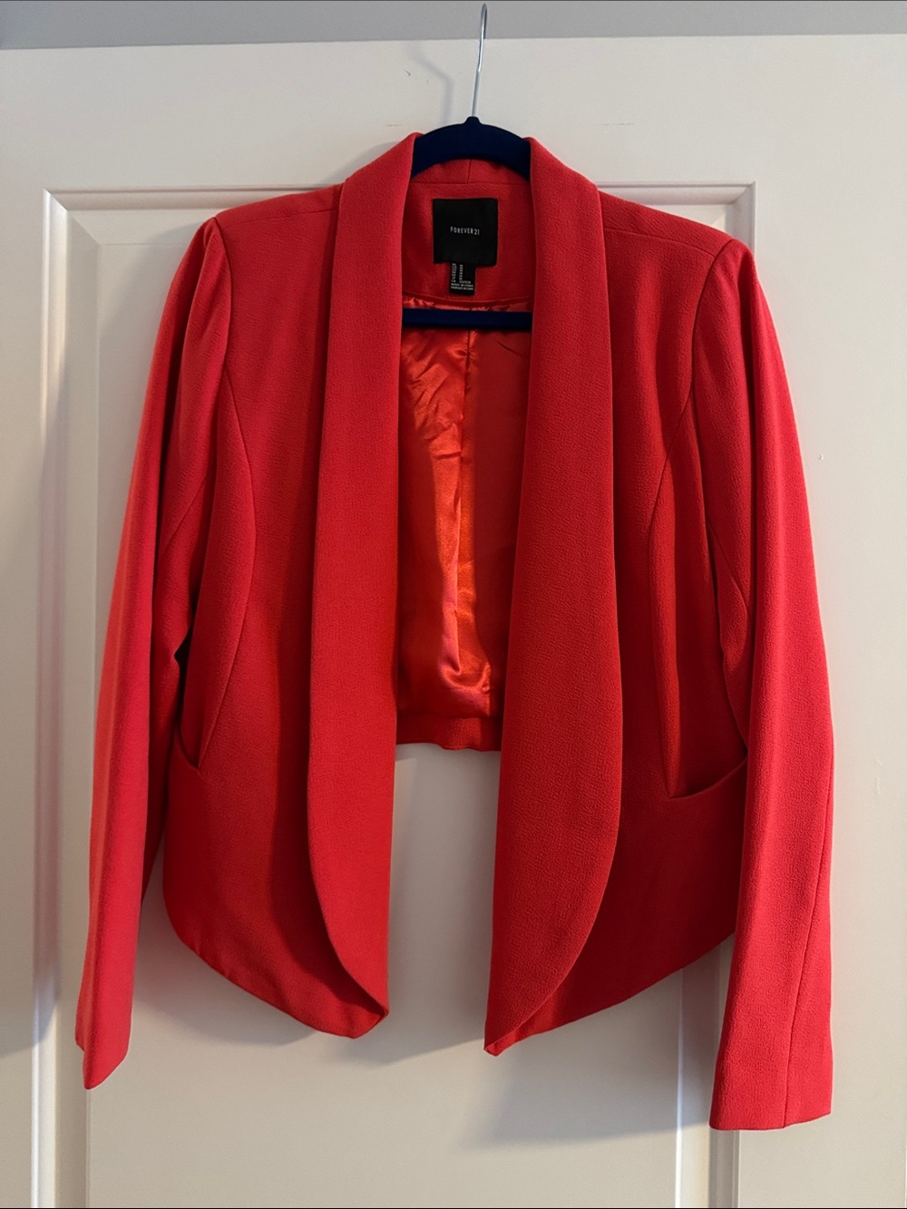 Forever 21 Red Open-Front Draped Blazer Jacket